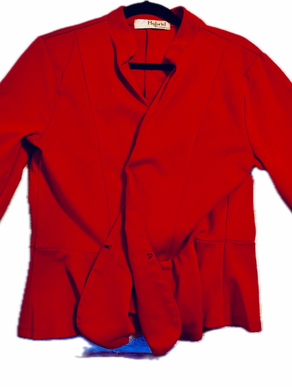 Hybrid & company Women's Bold Red Open-Front Blazer